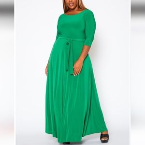 NWT Viva Curvy Green Maxi Dress Sz 1X
